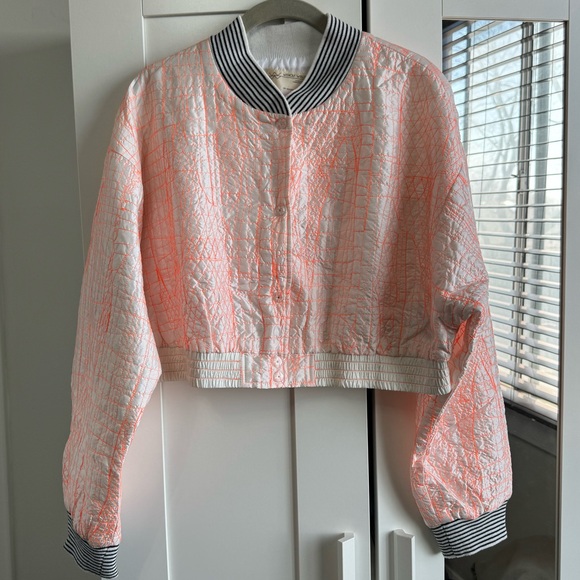 Without Walls Katey Embroidered Parachute Cropped Bomber Jacket - Picture 10 of 11